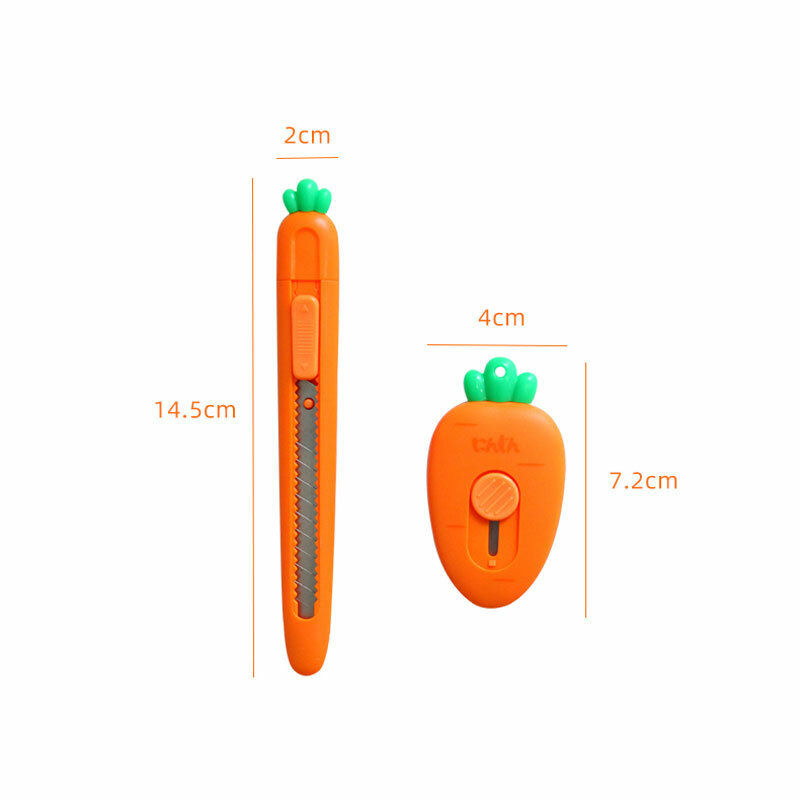 Novidade kawaii cenoura morango faca utilitário mini portátil artesanato caixa de embrulho papel envelope cortador faca abridor carta ferramentas