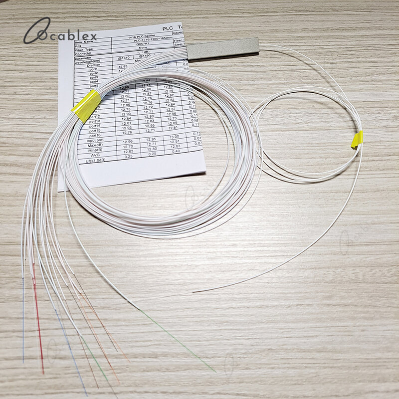 10 unids/lote 1x2 1x4 1x8 1x16 1x3 2 divisor de PLC de fibra óptica sin conector de Cable 0,9mm Mini Blockless 2,4 PLC Splitter