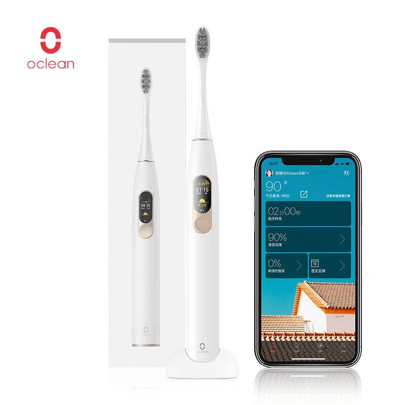 Global Version New Oclean X Sonic Electric Toothbrush + 8Pcs Brush Head Adult Waterproof Ultrasonic Fast Charging Tooth Brush