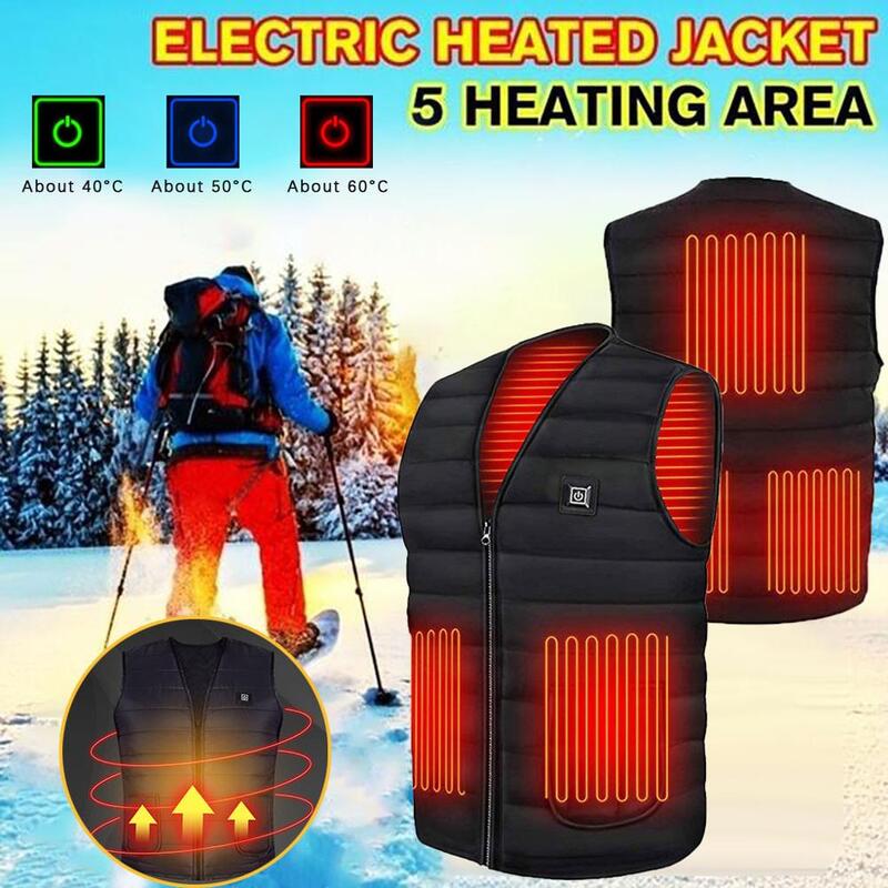 11 Area riscaldamento gilet uomo/donna Casual scollo a v USB gilet riscaldato controllo intelligente temperatura riscaldamento giacca cappotto di cotone caccia invernale