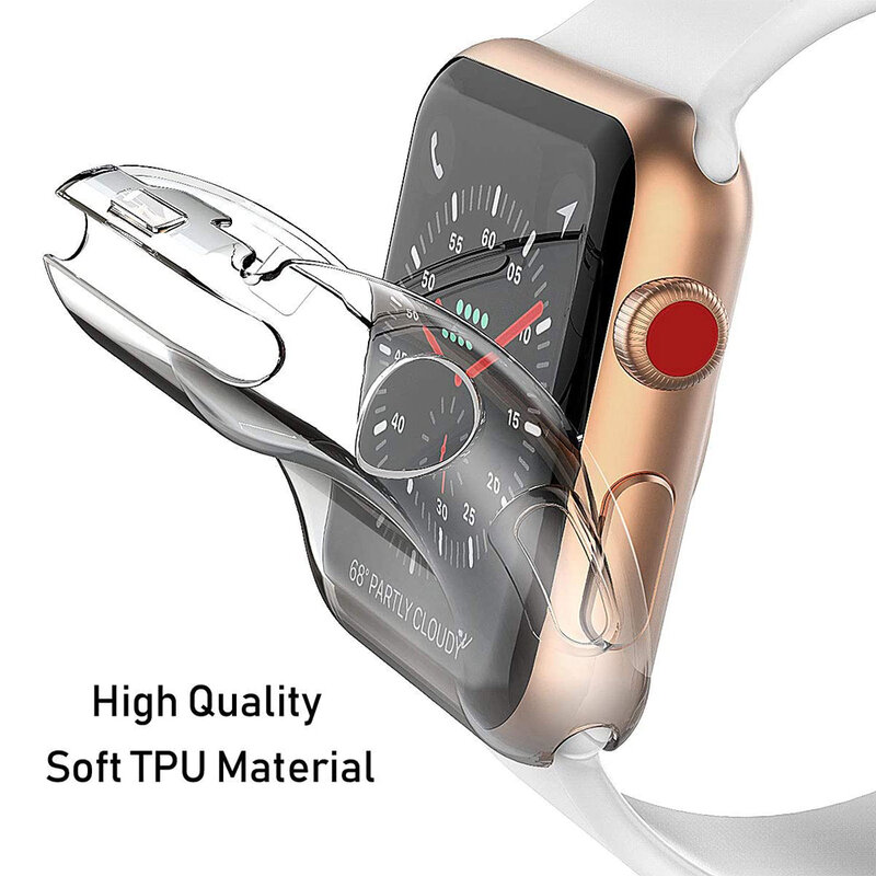 เคส TPU สำหรับ Apple Watch, อุปกรณ์เสริมสำหรับ iWatch Series 9 8 7 6 5 5 5 SE เคส TPU สำหรับ Apple Watch ขนาด44มม. 45มม. 41มม. 42มม. 38มม. 40มม.