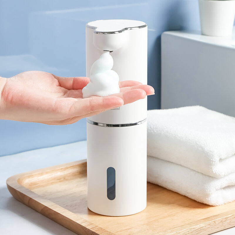 Dispensadores automáticos de jabón de espuma para baño, lavadora inteligente de manos con carga USB, Material ABS blanco de alta calidad