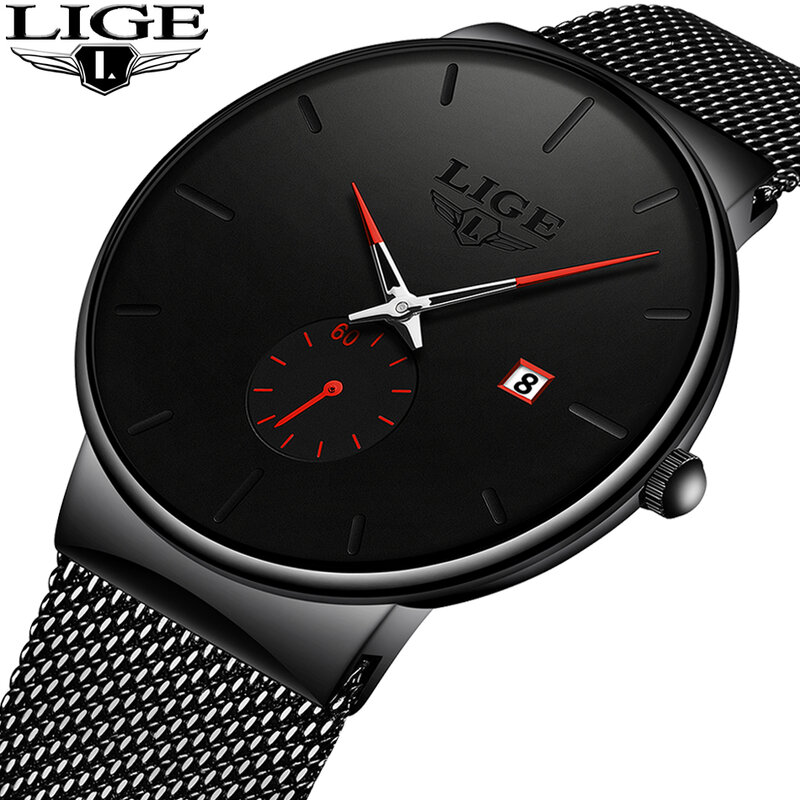 LIGE montre à Quartz femmes et hommes montre haut marque de luxe robe célèbre mode montres unisexe Ultra mince montre-bracelet Para Hombre