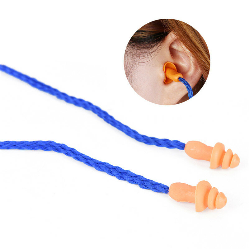 Ear care 10Pcs Soft Silicone Corded Ear Plugs ears Protector Reusable Hearing Protection Noise Reduction Earplugs Earmuff