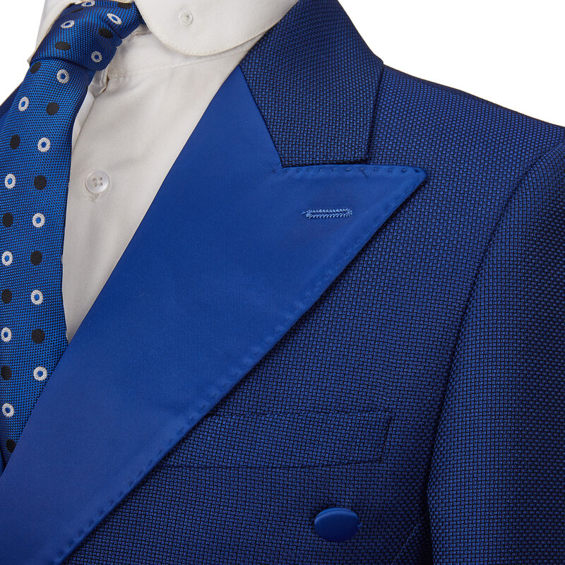 Cenne Des Graoom 2022 New Men Suits Double Breasted Tailor-Made Peak Lapel Royal Blue 2 Pieces Blazers Pants Groom Wedding Party