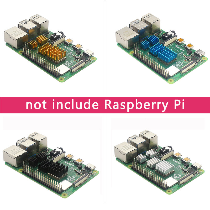 Raspberry Pi 4 Wastafel Panas Logam Aluminium Heatsink Perak Emas Biru Hitam Cooling Pad CPU Ram Pendingin untuk Raspberry Pi 4 Model B