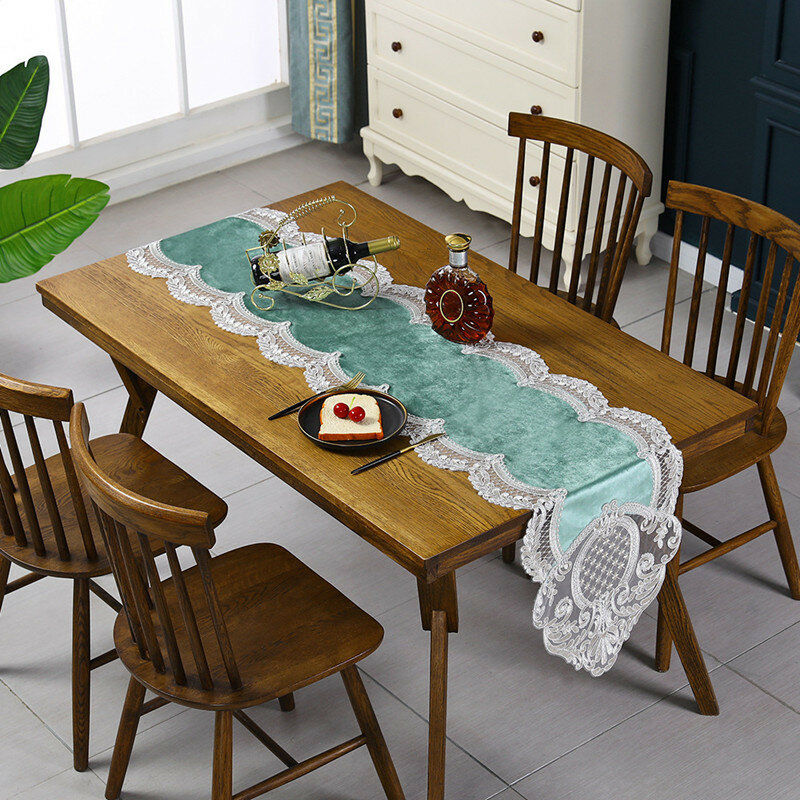 Luxury Velvet Embroidery Multicolor Dining Table Runner Mat Kitchen Hotel Restaurant Fireplace Piano Cover Christmas Decoration
