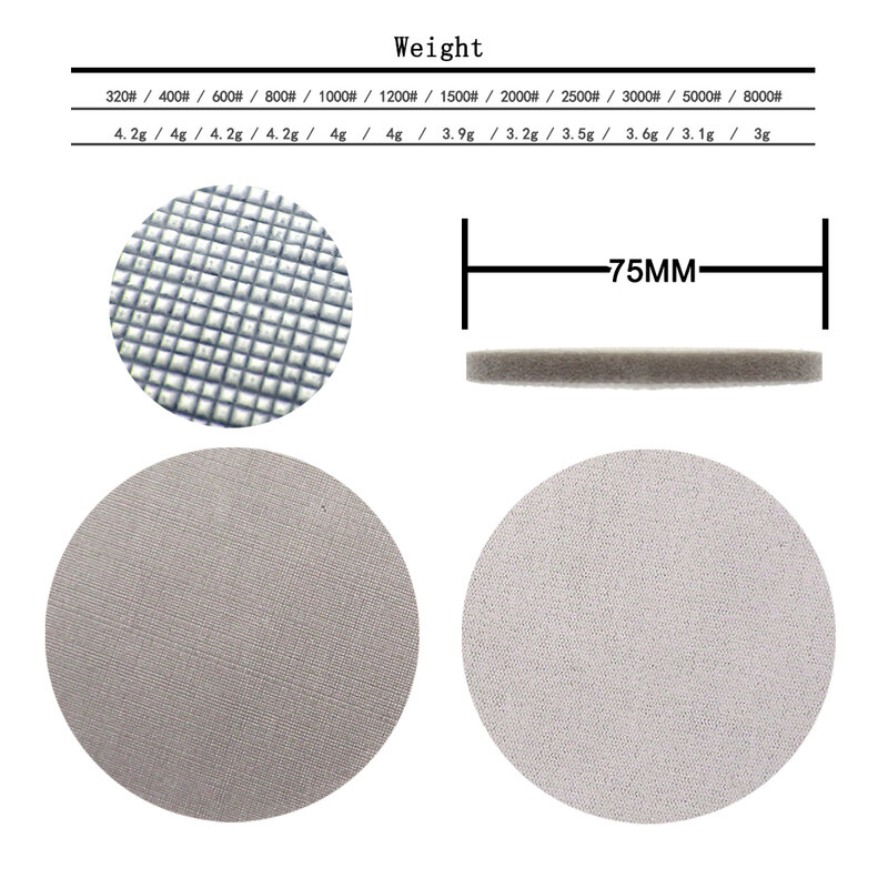 Trizact-papel de lija de esponja, disco de lijado, herramientas abrasivas, 3 pulgadas, 320-8000Grit