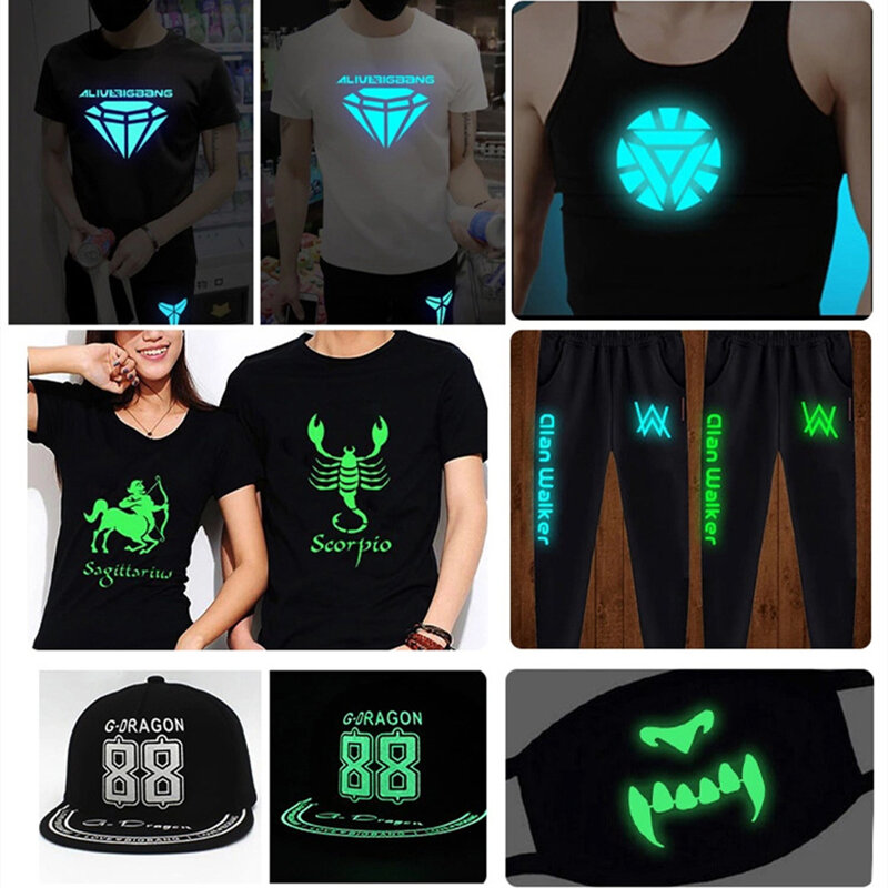 New 3D Puff HTV Luminous Heat Transfer Vinyl Film Glow in The Dark With Back Sticky Easy Weed Photoluminescent Thermal Vinil Rol