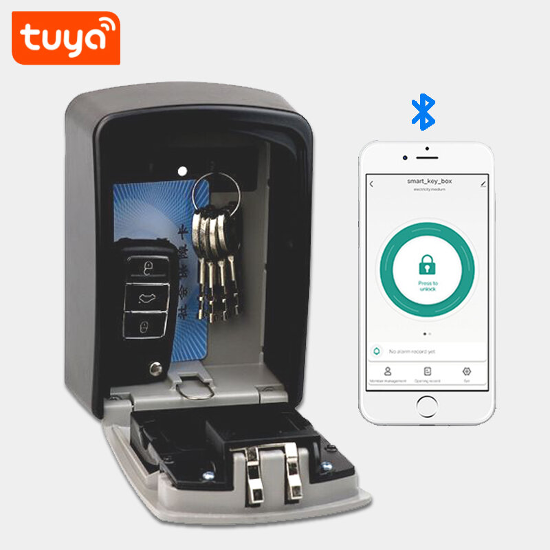TUYA – coffre-fort à clés en alliage de Zinc, boîte de rangement extérieure, bluetooth, mot de passe, combinaison de clés