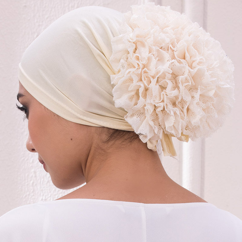 ภายใต้ Hijab หมวกดอกไม้ขนาดใหญ่ Volumizer Scrunchie มุสลิมด้านใน Hijab Turbans อิสลาม Headwear อุปกรณ์เสริมหญิงหัว Wraps Bonnet