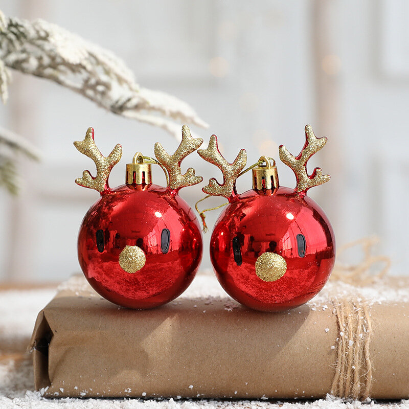 Weihnachten dekorationen 2021 Weihnachten Bälle Ornamente Flitter Anhänger Elch Design Hängende Bälle Für Weihnachten Baum Decor Navidad