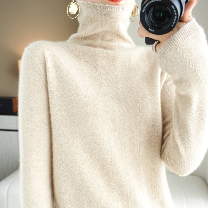 Maglione dolcevita Pullover da donna autunno e inverno maglione Base sottile manica Iong versione coreana della nuova moda allentata calda