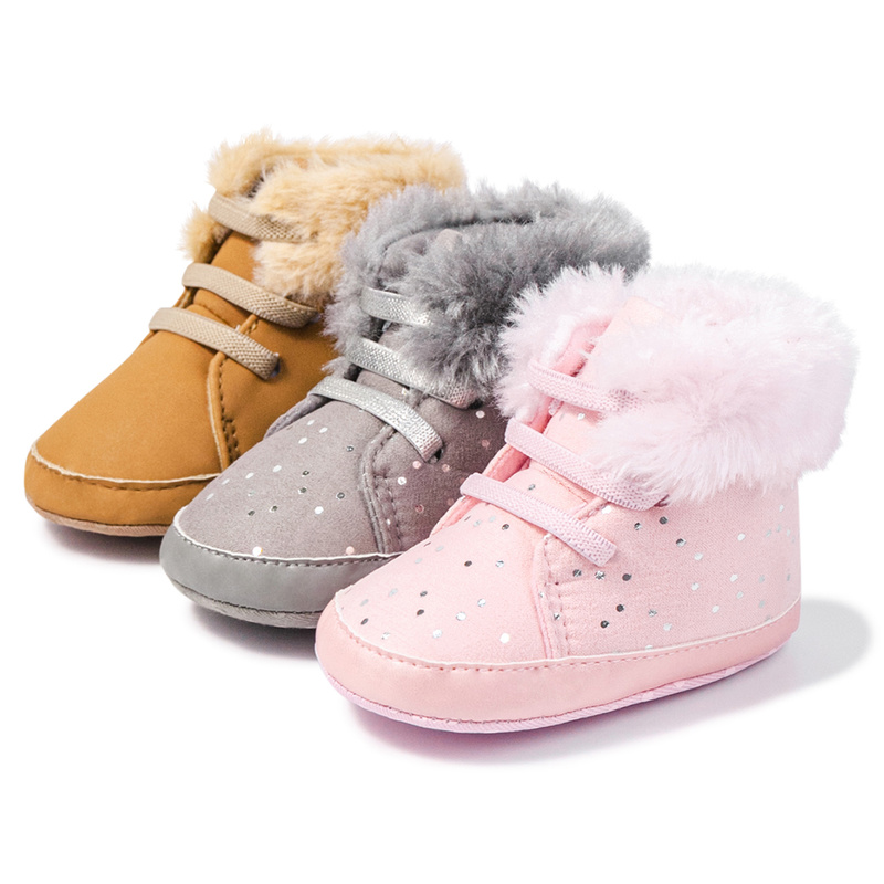 Зимние детские ботинки, обувь, пушистые сохраняющие тепло Новорожденные, сверкающие ботинки для маленьких мальчиков и девочек, ботинки, обувь для первых шагов, обувь для детской кроватки