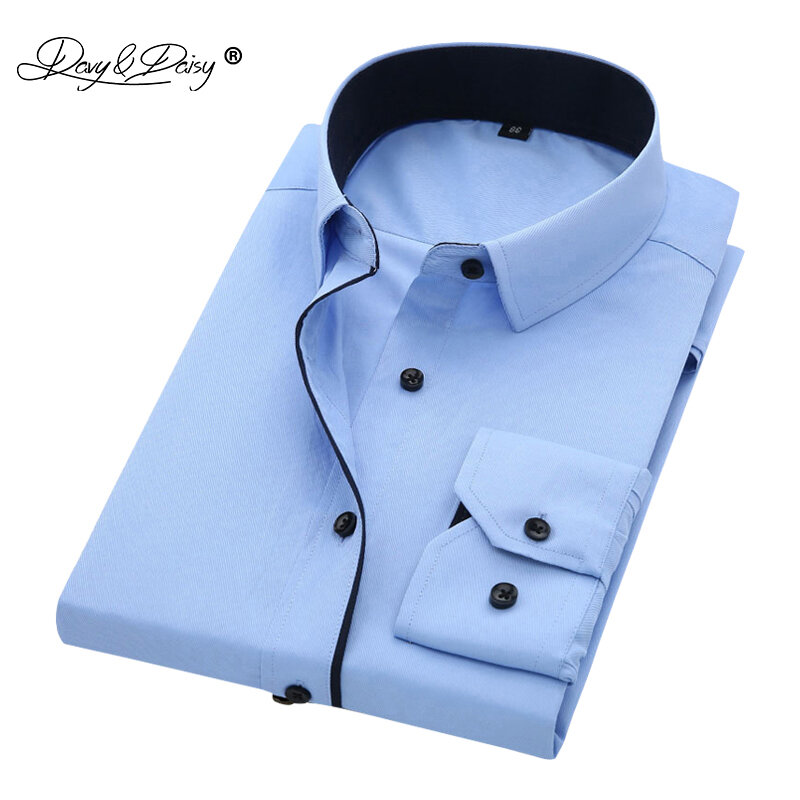 DAVYDAISY-Chemise d'affaires à manches longues en sergé pour hommes, chemises provoqué de marque, offre spéciale, haute qualité, solide, décontracté, formel, DS085