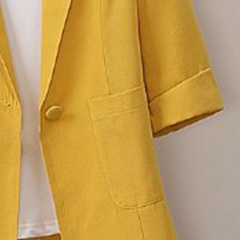 Женский офисный Блейзер, однотонный свободный пиджак с длинным рукавом, отложным воротником и карманами, весна-осень 2022