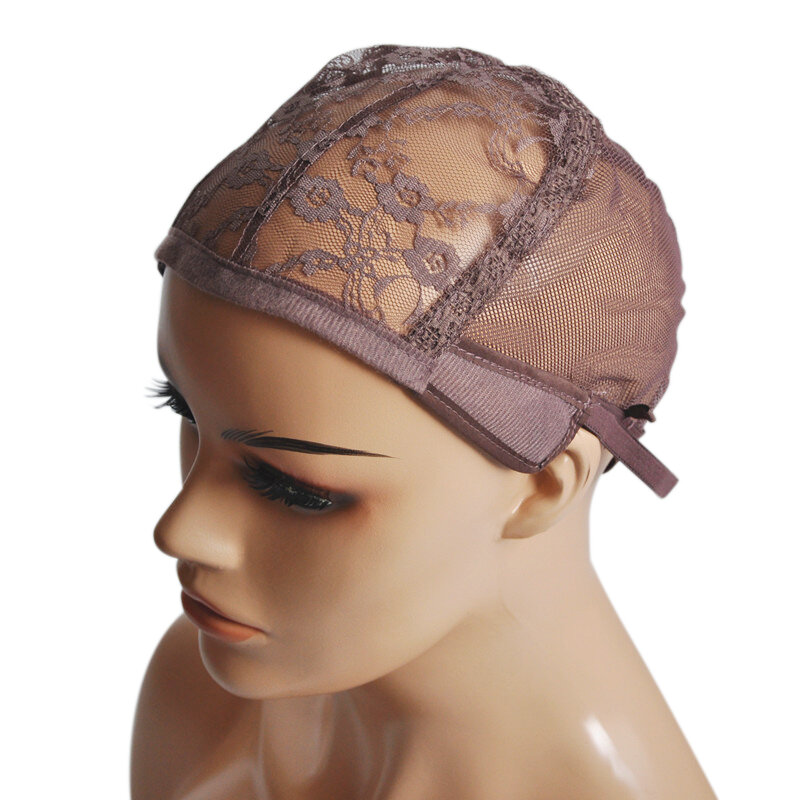 شبكة نسج الشعر البني/الأسود ، قبعات قابلة للتعديل لصنع الشعر المستعار ، مواد صنع باروكة عالية الجودة