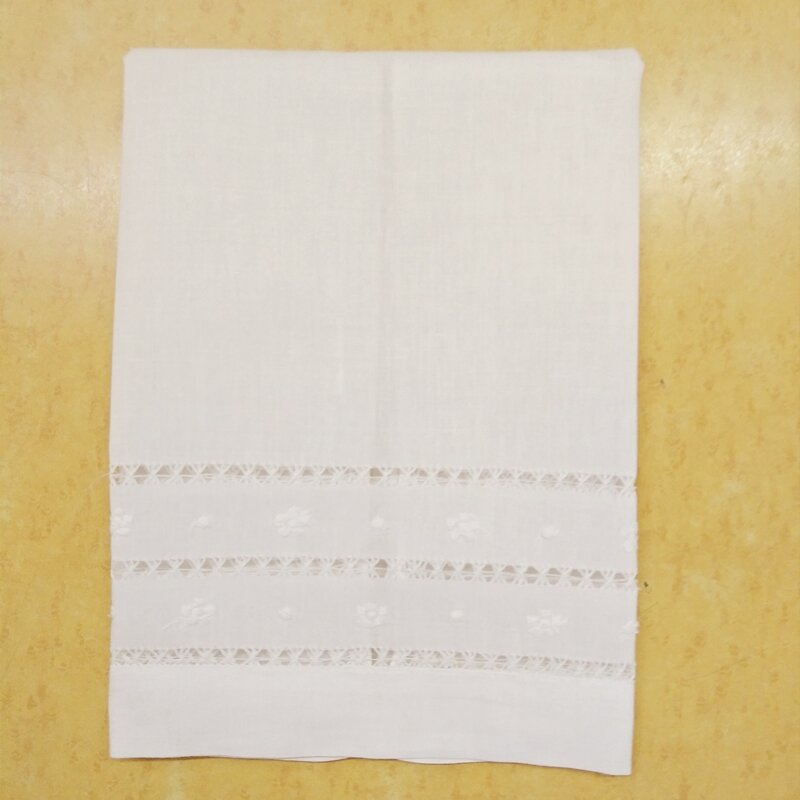 Lot de 12 serviettes pour invités, à la mode, blanches, brodées à la main, motif floral, 14x22/