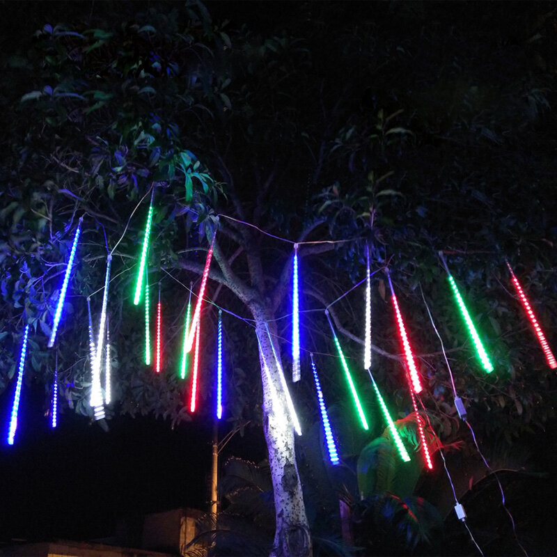 30/50cm LED Meteor Shower deszcz łańcuchy świetlne 8 rur na zewnątrz wodoodporny na boże narodzenie nowy rok Garden Street Home Decoration