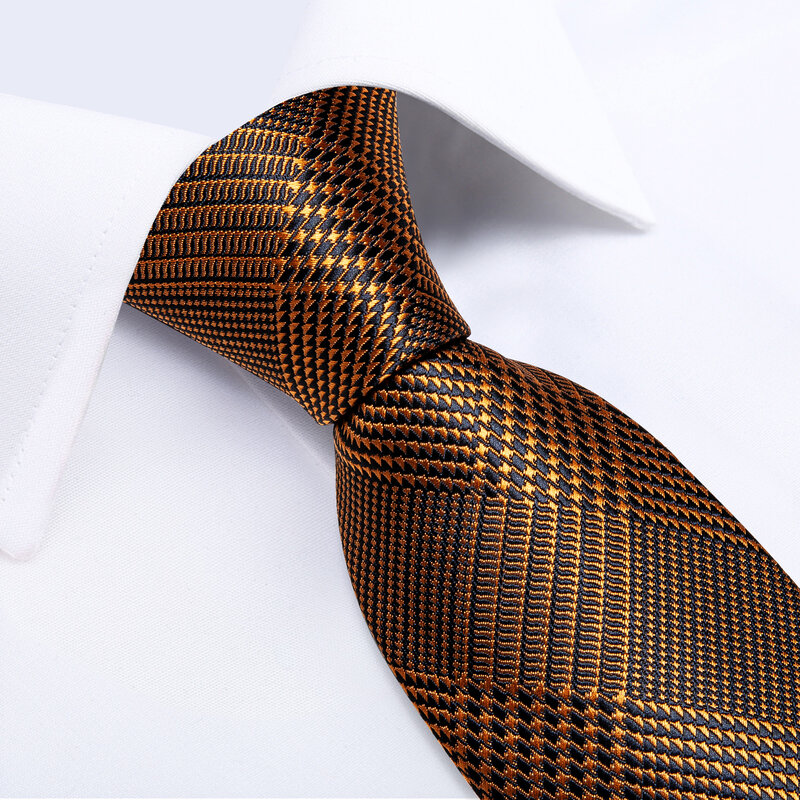 หรูหรา Houndstooth สีดำสีเทาเงิน Silk Ties สำหรับผู้ชายธุรกิจแต่งงานผู้ชายคอ Tie ชุดผ้าเช็ดหน้า Cufflinks ของขวัญ