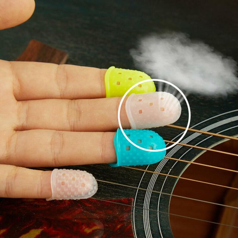 실리콘 핑거 가드 기타 손가락 끝 보호대, 우쿨렐레 기타 미끄럼 방지 핑거 세트, 6 가지 색상 옵션, 4 개