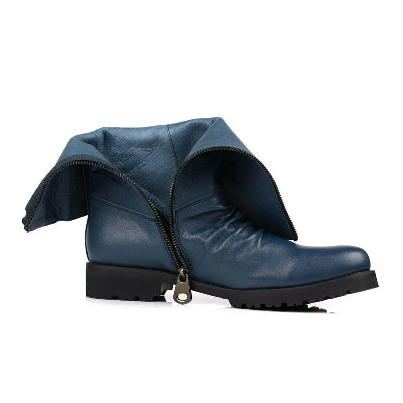 Homens de inverno equitação 2023 botas mid-calf militar botas azul preto couro genuíno sapatos cavaleiro masculino calçados de segurança da forma