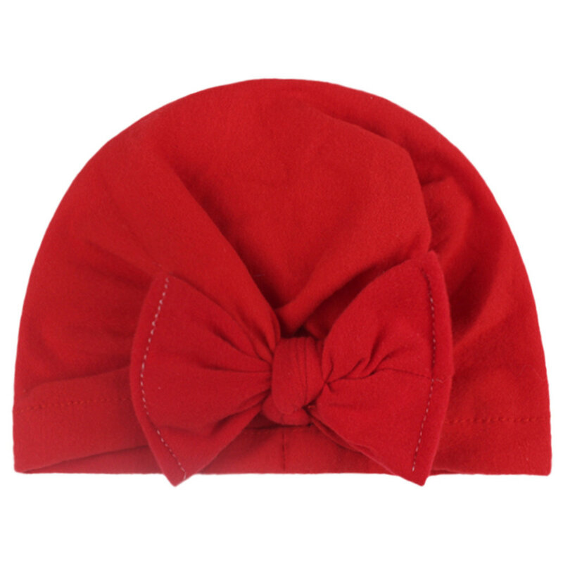 #40 Newborn Baby Solid Hat Cap Beanie Bow fascia per capelli accessori per cappelli fascia per turbante elastica in cotone con stampa Bowknot