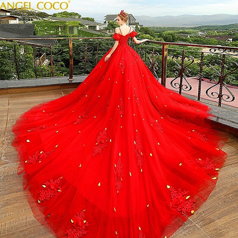 Prawdziwe zdjęcia czerwona duża suknia ślubna suknie ślubne koronkowe suknie ślubne suknia dla panny młodej sukienki sukienka na wesele sukienki koktajlowe sukienka na wesele dla gościa suknia slubna sukienka boho suki