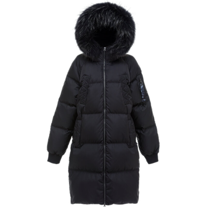 Dobollii-男性用の厚いニットジャケット,冬用の暖かいロングコート,90% のダックダウンジャケット,アライグマの毛皮の襟,韓国語,パファー,2023