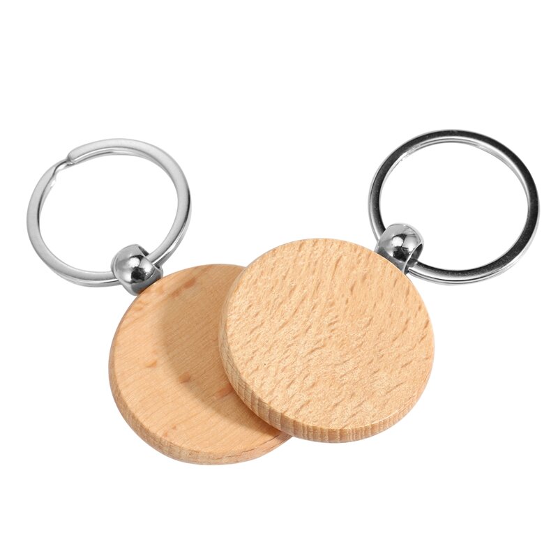 Porte-clés en bois vierge Diy, étiquette Anti-perte, accessoires en bois, cadeau (mixte), 100