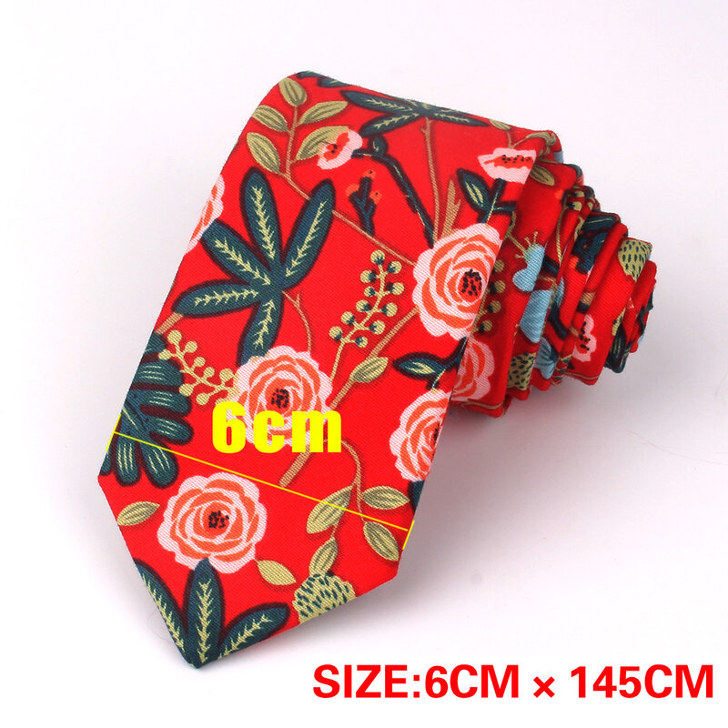 Nowe w kwiatki krawat dla mężczyzn kobiety cienka bawełna krawat na ślub Casual męskie krawaty klasyczne garnitury kwiat wydruku krawat s Cravat