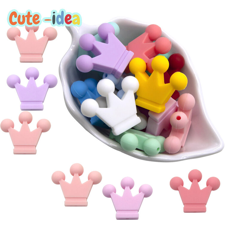 Cute-idea – petites perles de couronne en Silicone de qualité alimentaire pour bébé, jouet de dentition, DIY, sucette, chaîne, accessoires, produits pour bébé, 10 pièces