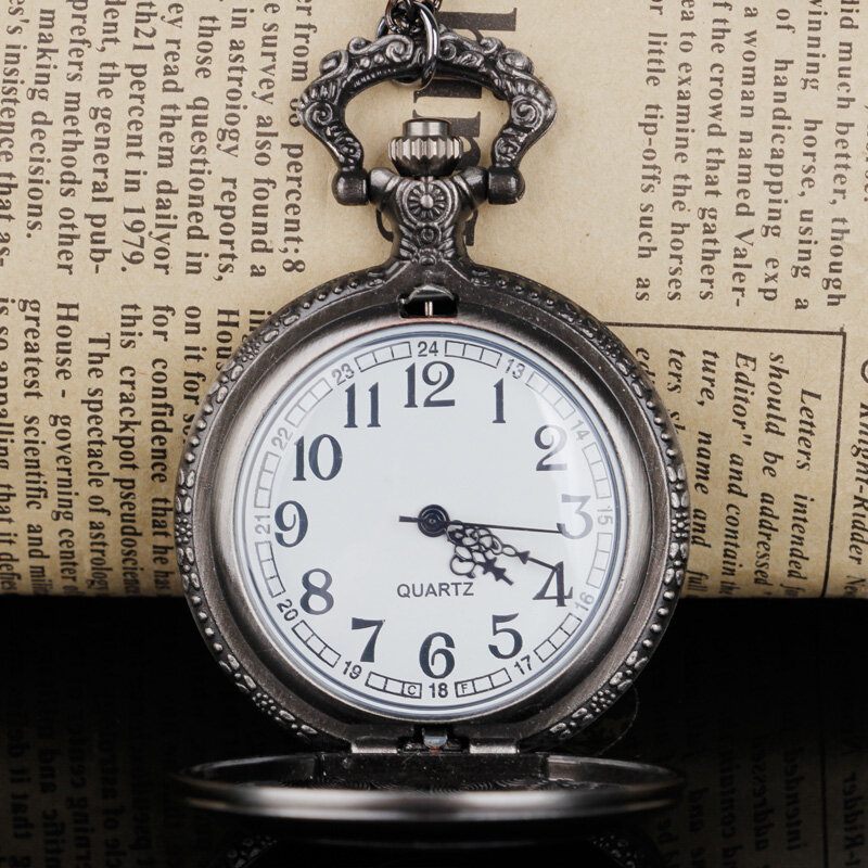 스팀펑크 클래식 쿼츠 무브먼트 포켓 시계, 목걸이 체인 선물