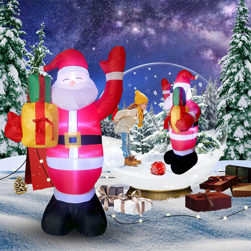 Molde de gas de Papá Noel inflable de Navidad, decoraciones para exteriores, adornos de invierno que brillan en centros comerciales