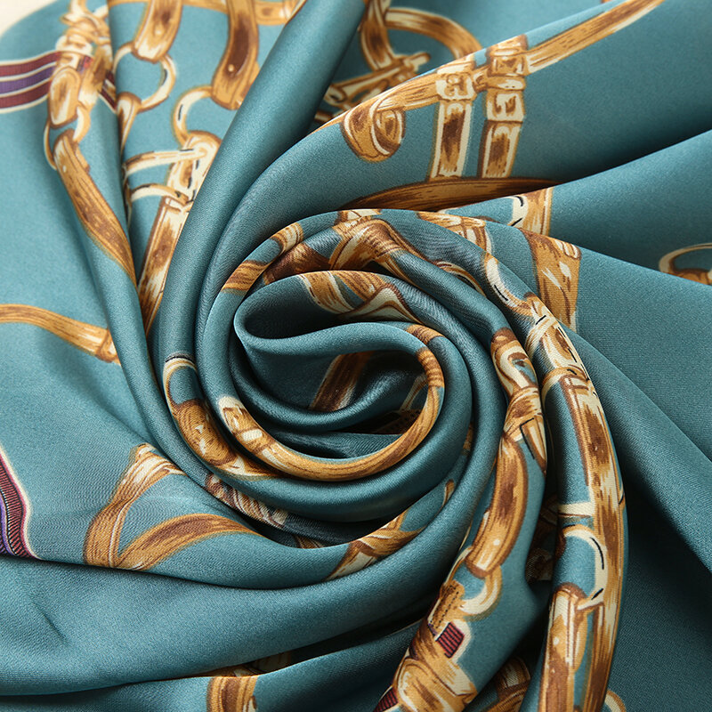 Bufanda cuadrada de seda de 70x70cm para mujer, pañuelos de lujo con estampado de cabeza satinada de diseñador
