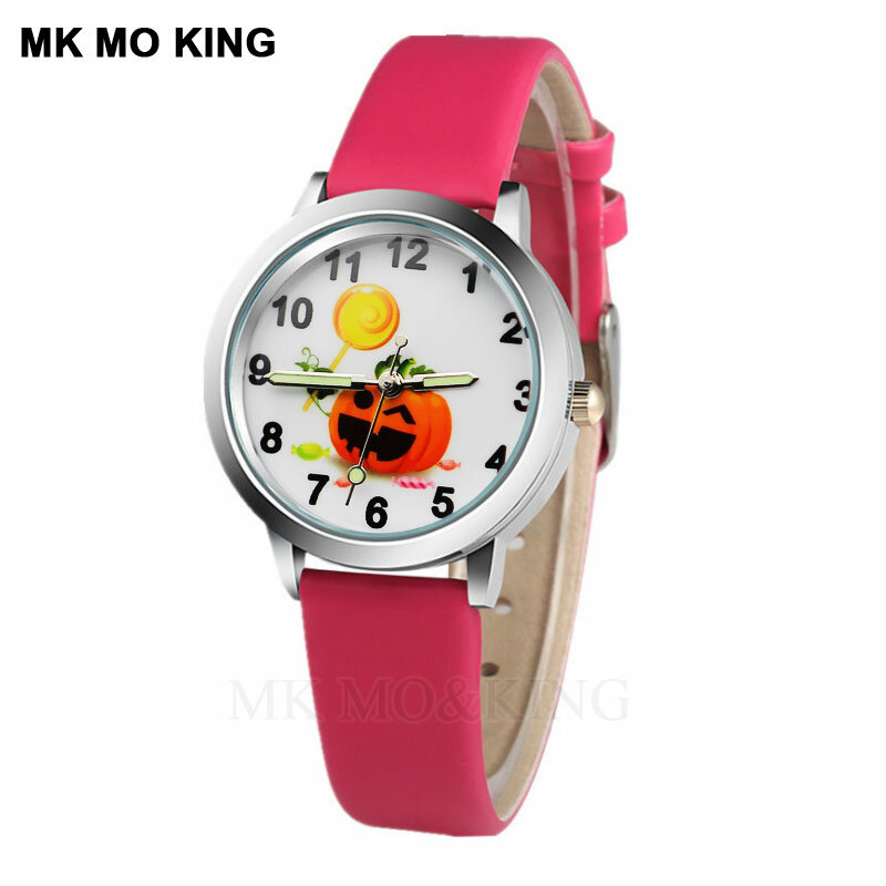 Zegarek dla dzieci moda dynia kreskówka halloweenowa chłopiec zegar kwarcowy dorywczo skórzana dziewczyna analogowy zegarek na rękę Montre Enfant
