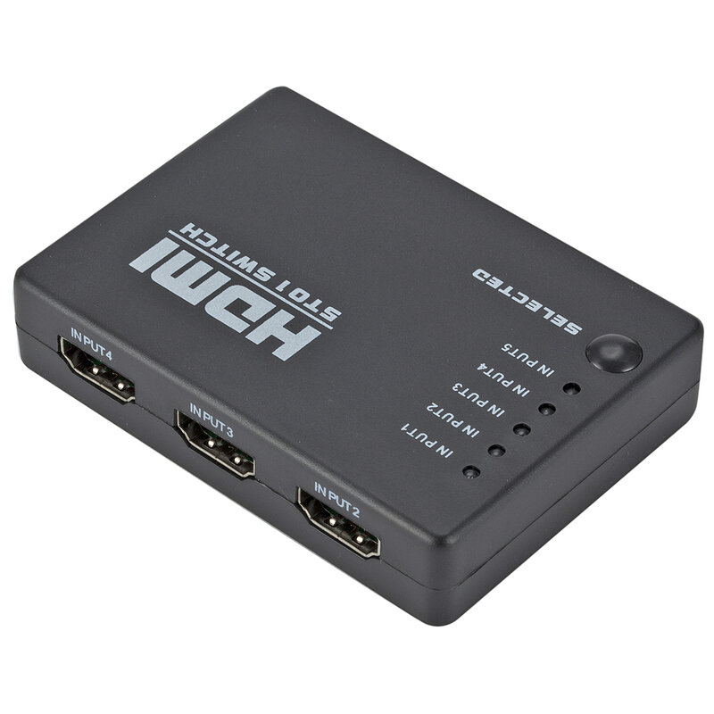 Grwibeou 비디오 HDMI 스위치 선택기, HDMI 5 in 1 out 스위치 박스, 스플리터 허브 및 IR 원격 1080p, HDTV PS3 DVD용, 5 in 1 out 5 포트