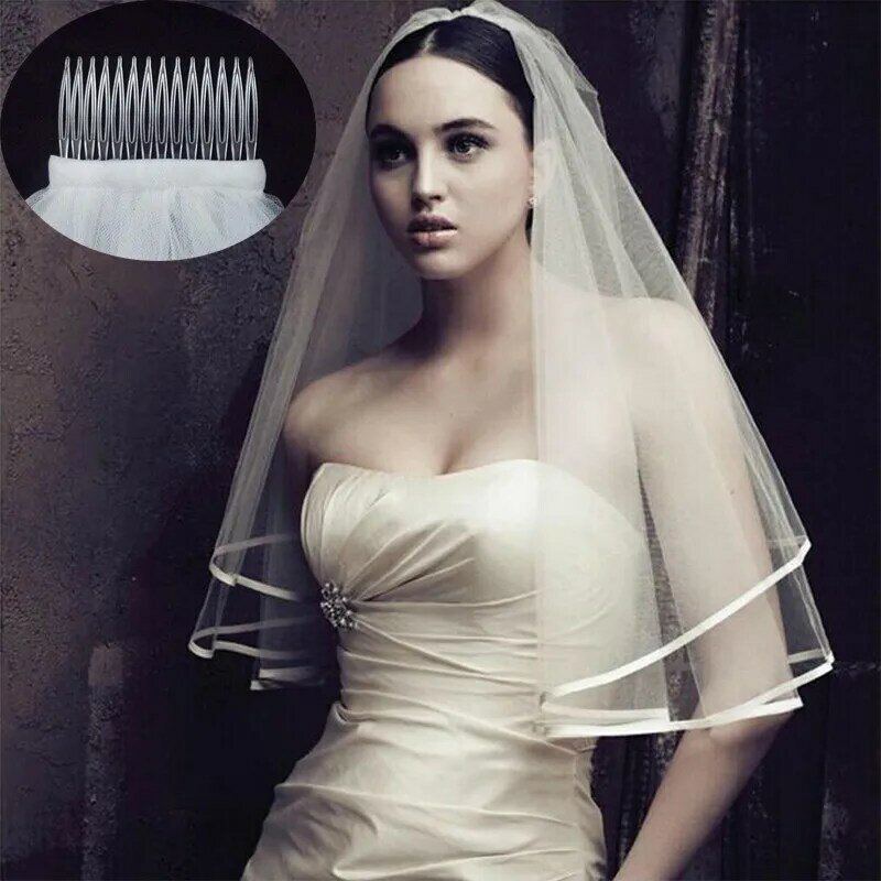 Simple Short Tulle Wedding Veils Cheap White Ivory Bridal Veil for Bride for Mariage Wedding Accessories