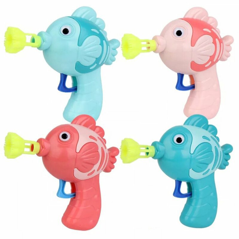 1PC Cute Cartoon Fish baniek mydlana pistolet-zabawka ręczna zestaw do baniek mydlanych dla dzieci na zewnątrz pistolet dmuchawa
