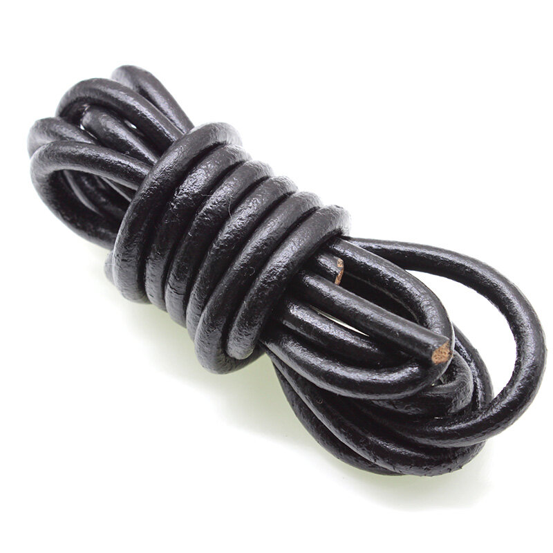 2m Schwarz Farbe Reale Echtes Leder Schnur 2 3 4 5 6 8 mm Runde Flache Leder Seil String fit Halskette Armband DIY Schmuck Machen