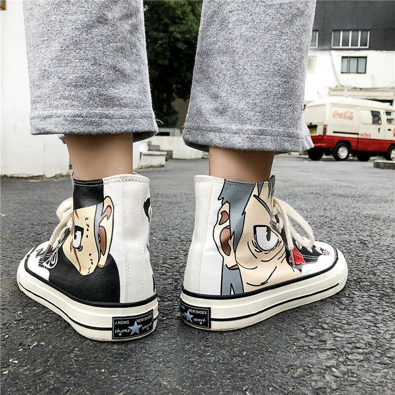 Cartoon Animation Naruto High Top Canvas Shoes Sasuke Men Vulcanized Shoes Kakashi Cosplay Sneakers Men Casual Shoes Hip Hop