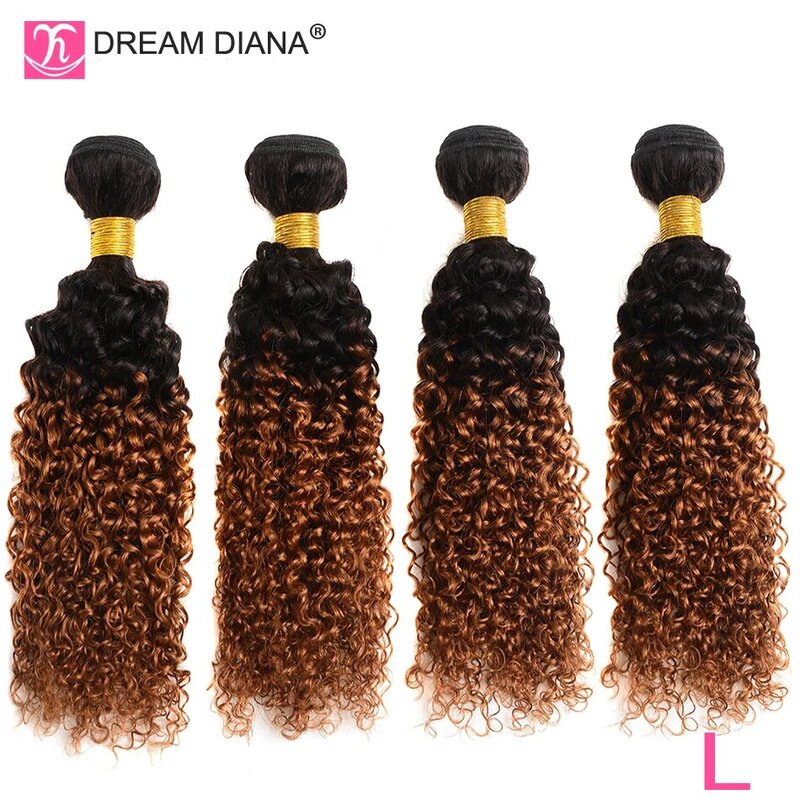 DreamDiana бразильские Курчавые Кудрявые пряди с застежкой, Remy цветные волосы с застежкой, 100% человеческие волосы с эффектом омбре с застежкой