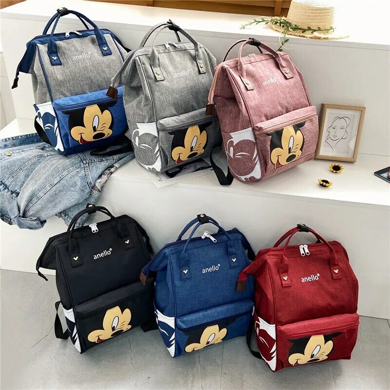 디즈니 미키 마우스 배낭 다기능 대용량 배낭 기저귀 가방 방수 남성 여성 숄더 가방 여행 가방