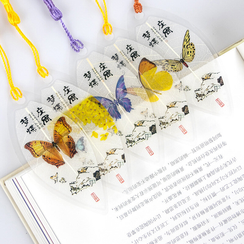 Segnalibro della farfalla della vena della foglia della nappa di stile cinese adatto a segnalibro della cancelleria del regalo dello studente della scuola dell'ufficio