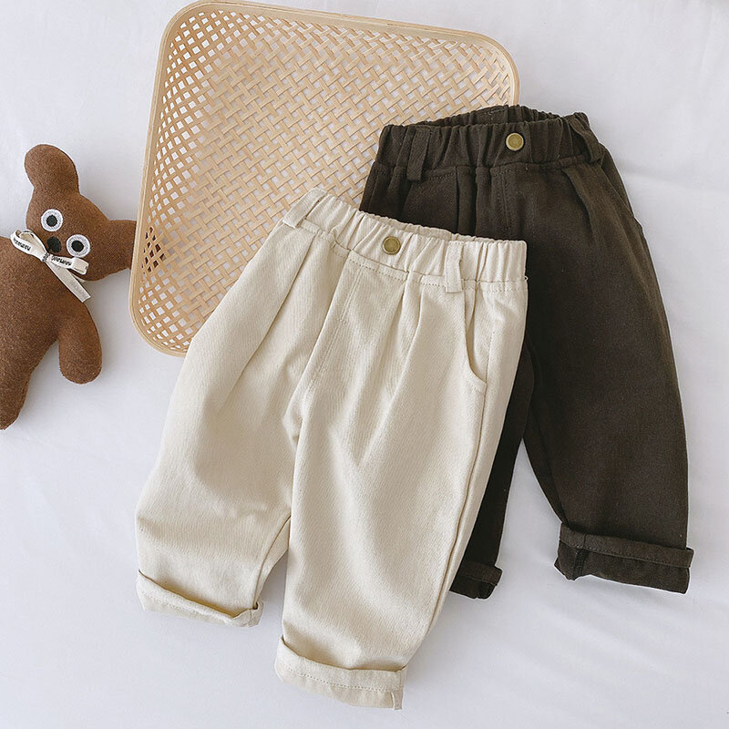 MILANCEL 2024 Spring Autumn Solid Kids Boys Straight Pants Fashion Children Clothing Trousers Brief Jeans for 1-6 Years