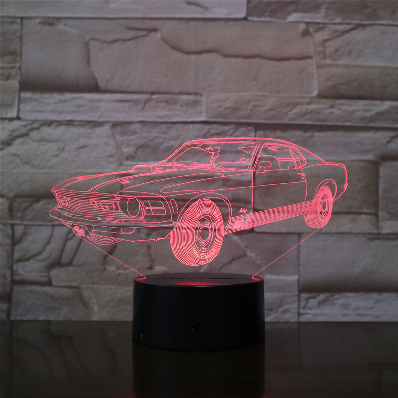 New Cool 3D Car Theme Night Light LED USB Table Desk Lamp Home Decor Christmas Gift  Kids Toys Birthday Present Multicolor 2728