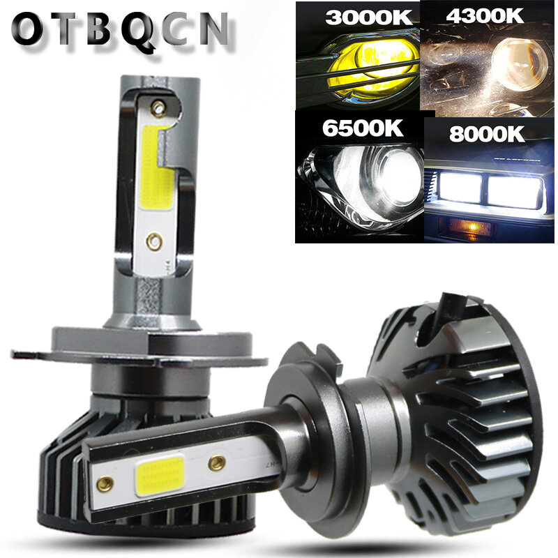 OTBQCN мини Автомобильная фара H4 H7 LED 8000K 6500K 4300K 3000K H1 H11 H8 H9 9005 9006 H3 светодиодная лампа HB3 HB4 авто противотуманная фара 12В