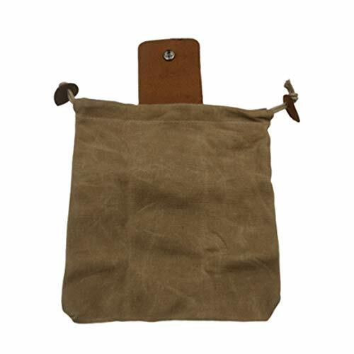 Canvas Bushcraft Bag with Leather Cover & Buckle Foldable Heavy Duty Tool Pouch with Drawstring