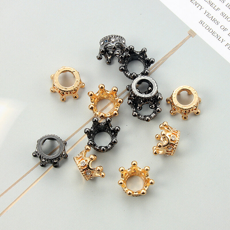 Lot de perles de couronne de reine et de roi, accessoires de fabrication de bijoux, breloques, amples, couleur or, 10 pièces