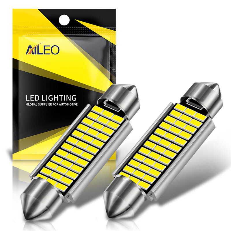 AILEO-bombilla LED CANBUS para Interior de coche, lámpara de lectura con Chip 4014, 12V, color blanco, 6000k, sin errores, 31mm, 36mm, 39mm, 42mm, C5W, 2 unidades